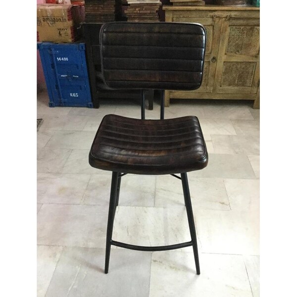 Set of 2 PU Counter Height Stool with Metal Legs