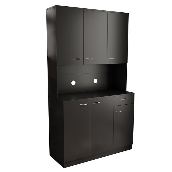 Modern Tall Wardrobe with 6-Doors， 1-Open Shelves and 1-Drawer - - 36805924