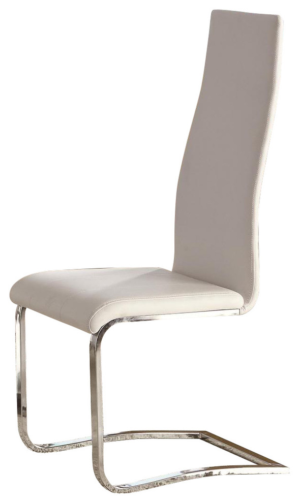 White Faux Leather Dining Chairs With Chrome Legs  Set of 2   Contemporary   Dining Chairs   by u Buy Furniture  Inc  Houzz