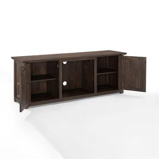 CROSLEY FURNITURE Camden Dark Walnut 58 in. Low Profile TV Stand with Fireplace Fits 60 in. TV with Cable Management KF100558DW