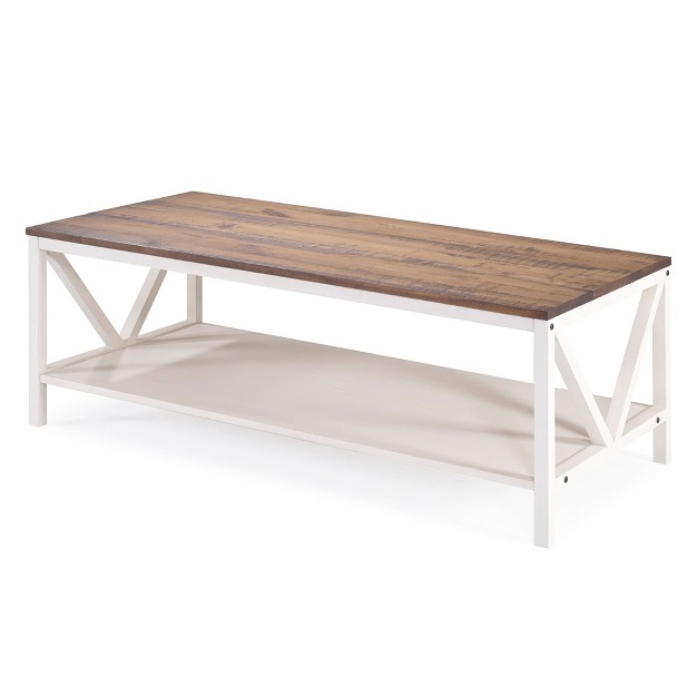 Two tone Distressed Wood Transitional Coffee Table Saracina Home