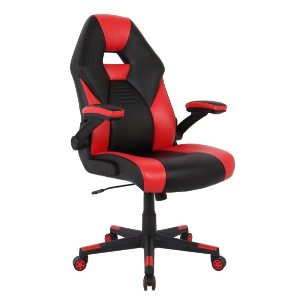 RS Gaming RGX Faux Leather High-Back Gaming Chair， Black/Red， BIFMA Certified