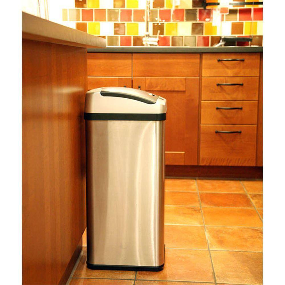 iTouchless 13 Gal. Stainless Steel Square Extra-Wide Lid Opening Motion Sensing Touchless Trash Can IT13RX