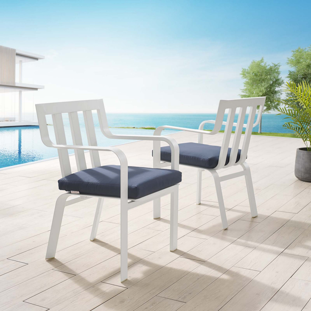 Lounge Chair Armchair  Set of 2  Aluminum  Metal  White Gray  Outdoor   Contemporary   Outdoor Lounge Chairs   by House Bound  Houzz