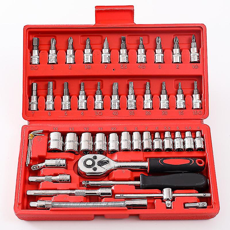 Socket Set F6 '' Chromemat， 46 Piecesblack