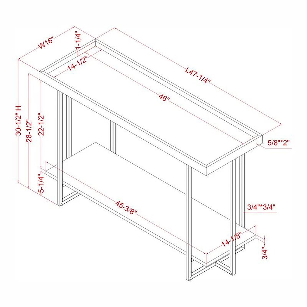 Damara Farmhouse 47 inch Metal 1 Shelf Sofa Table by Furniture of America