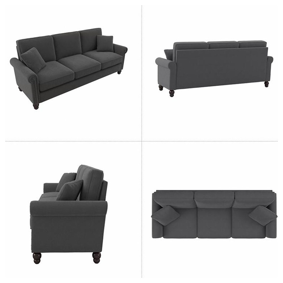 Coventry 85W Sofa in Dark Gray Microsuede   Sofas   by Homesquare  Houzz