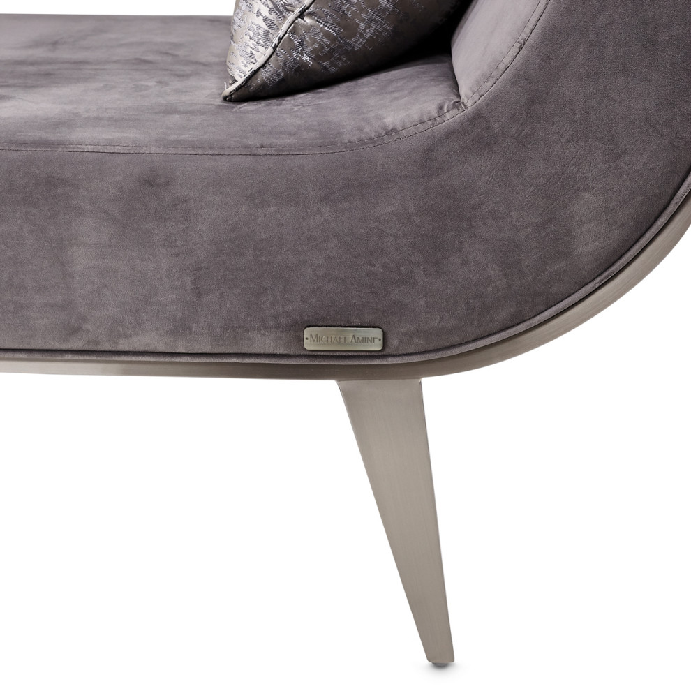 Roxbury Park Velvet Chaise   Gray Pearl/Stainless Steel   Contemporary   Indoor Chaise Lounge Chairs   by Michael Amini  Houzz