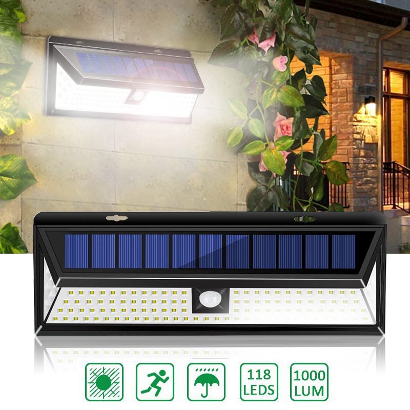 LITOM 118LED Solar Light Outdoor Wireless Motion Sensor Wall Yard Garden Pathway Lamps