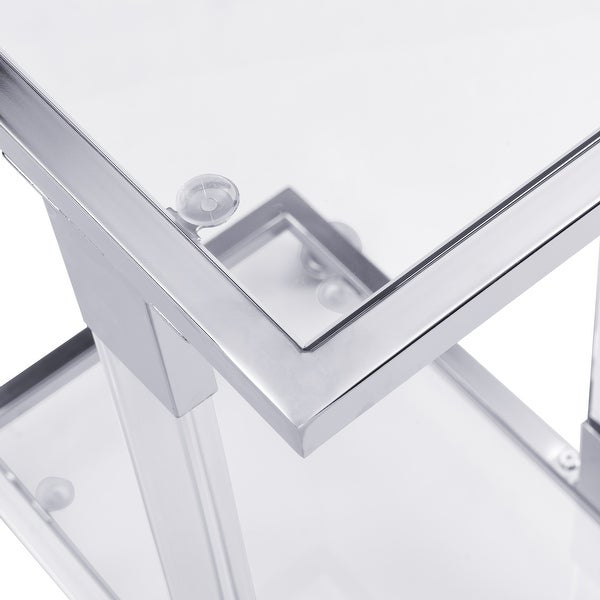 Glass Top C Shape Square Side Table