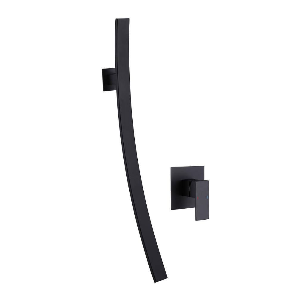 Tomfaucet Modern Single-Handle Wall Mounted Bathroom Faucet in Matte Black TFK0093