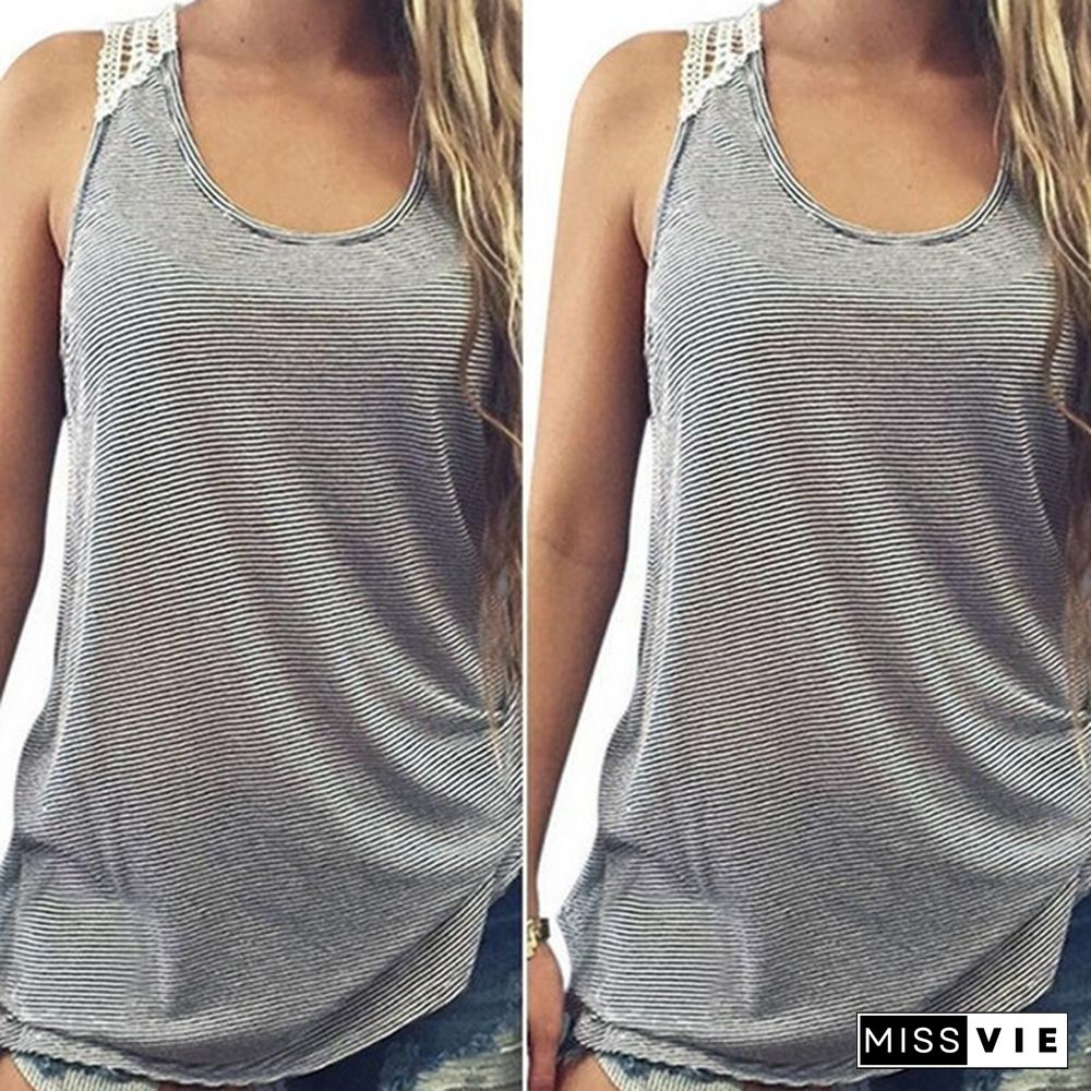 Fashion Women Summer Lace Vest Top Sleeveless Casual Tank Blouse Tops T-Shirt Fashion