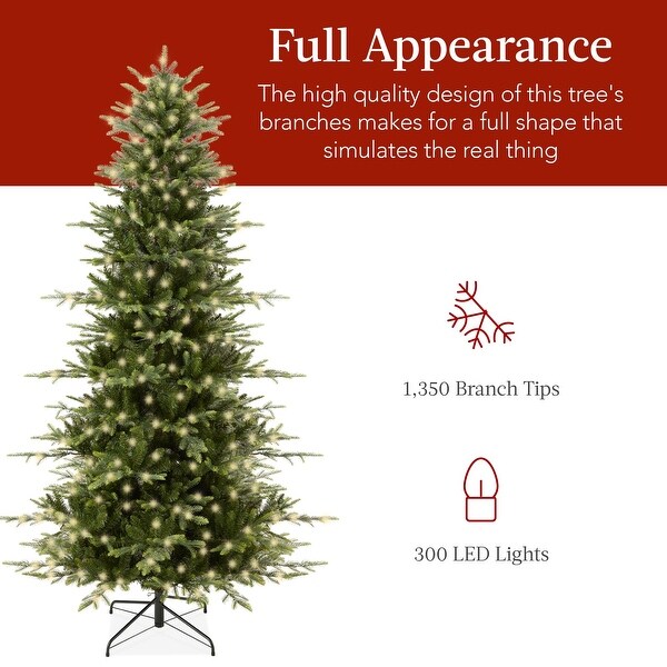 6ft PreLit Artificial Aspen Christmas Tree，Noble Holiday Décor w/ 1，350 Branch Tips，2in1 Multicolor LED Lights