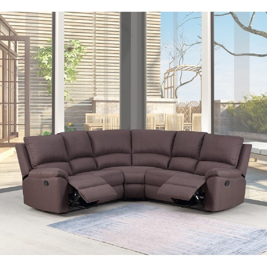 HomeRoots Brown Polyester Blend Reclining U Shaped Three Piece Corner Sectional   39\