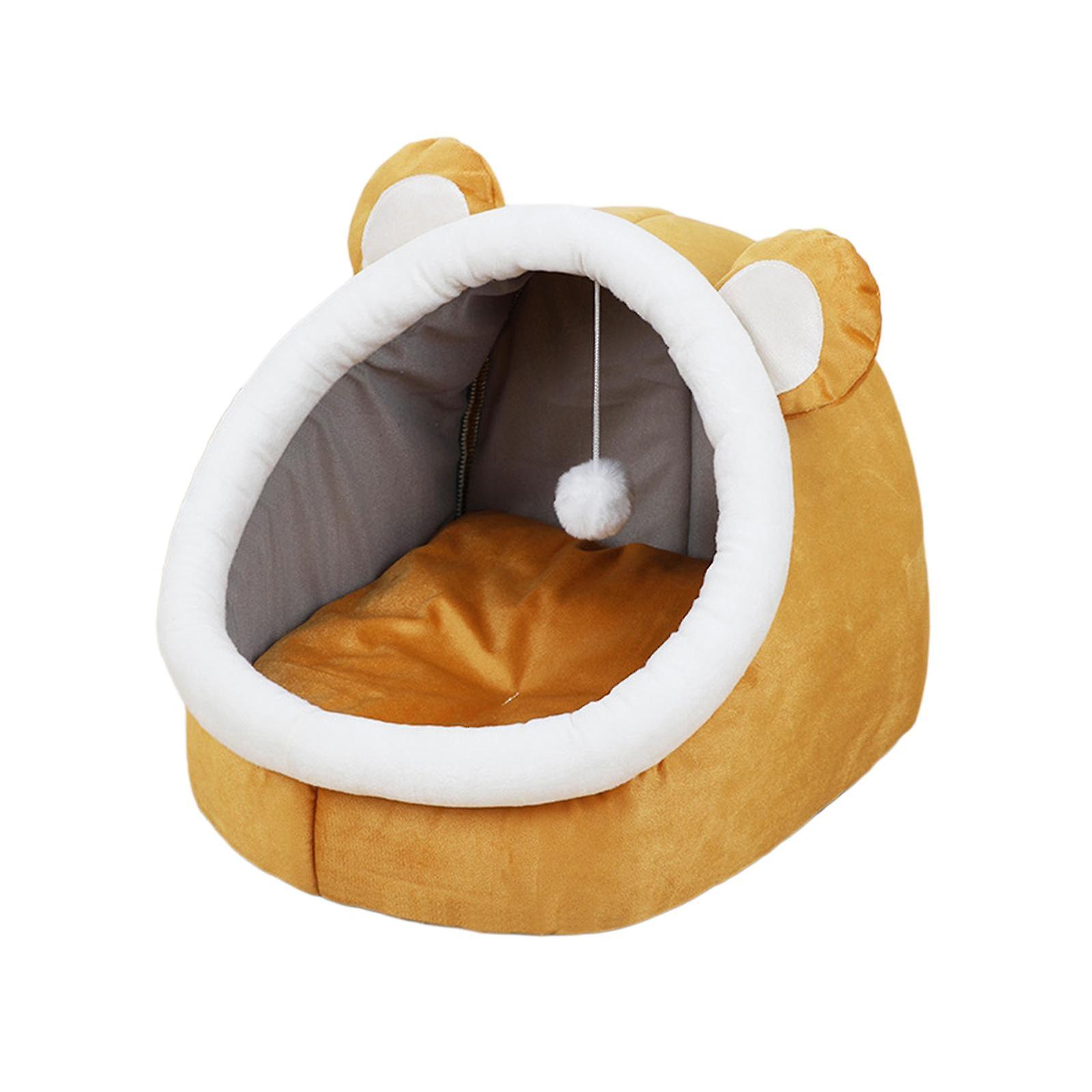 Cat Bed Cave House Tents Soft Blanket Pet Beds For Dog Puppy Accessories M Yellow Bears