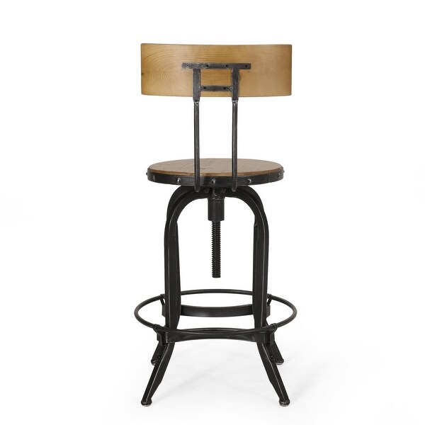 Ximen Modern Industrial Firwood Adjustable Height Swivel Barstools (Set of 2) by Christopher Knight Home