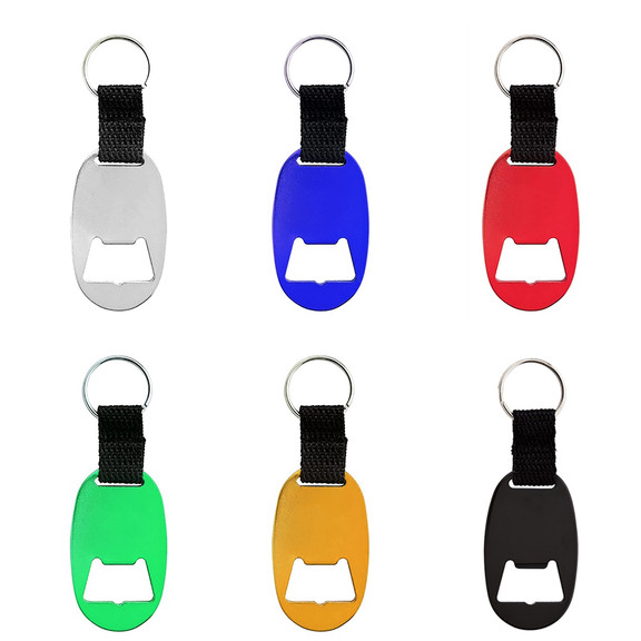 Aspire Blank Oval Bottle Opener Keychain with Stra...