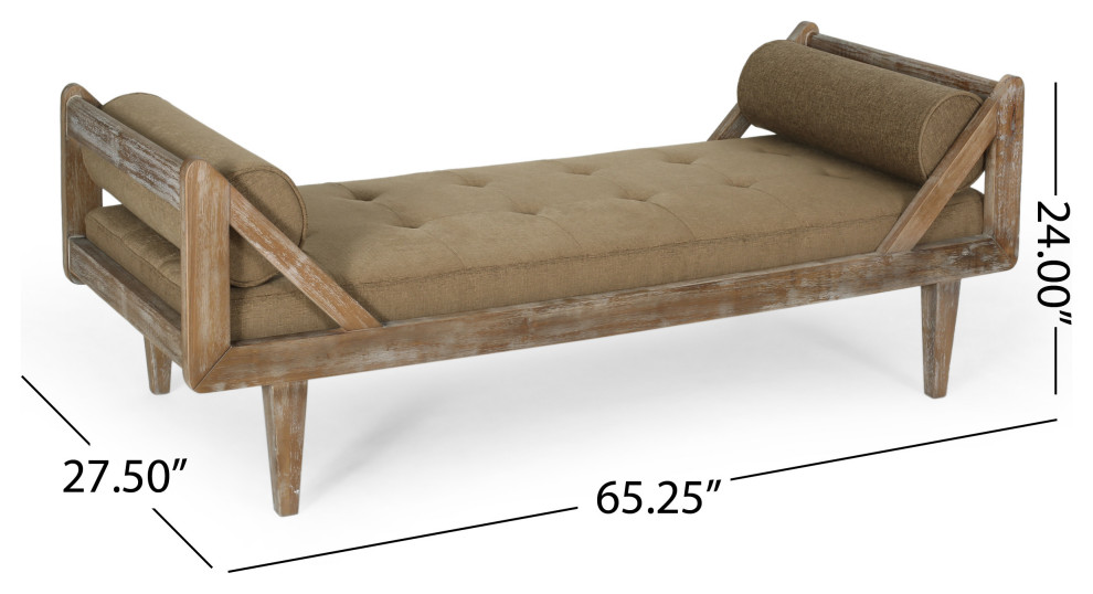 Huller Rustic Tufted Double End Chaise Lounge   Farmhouse   Indoor Chaise Lounge Chairs   by GDFStudio  Houzz