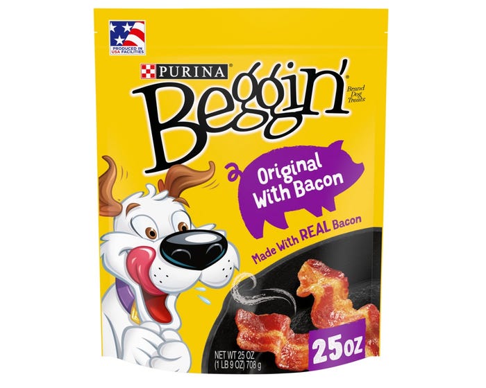 Purina Beggin Strips Bacon Flavor Dog Treats， 25 oz. Pouch