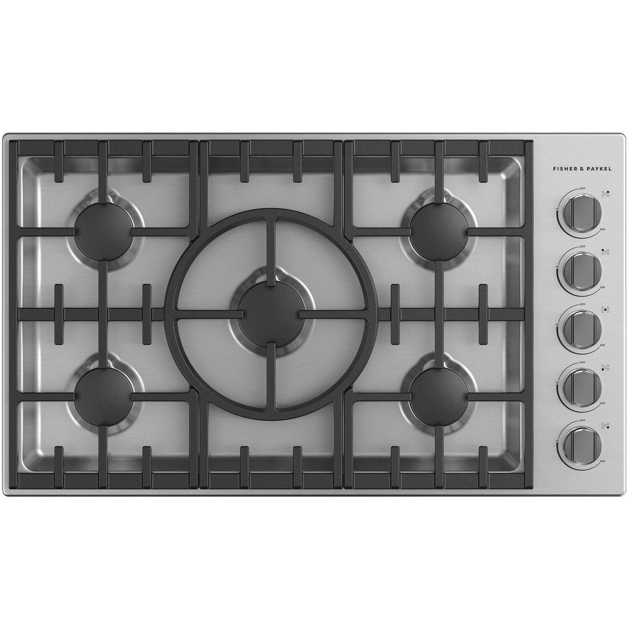 Fisher & Paykel 36-inch Built-in Gas Cooktop with 5 Burners CDV3-365H-N