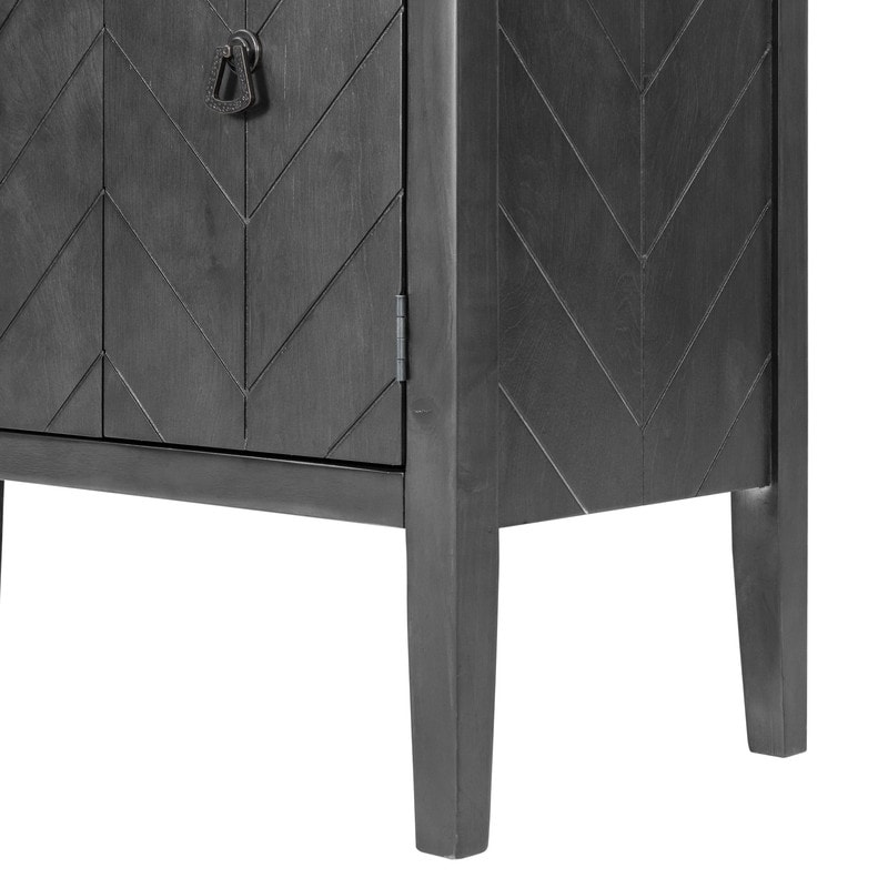 Wooden accent locker with adjustable shelf  vintage style sideboard with 3 doors and metal handles