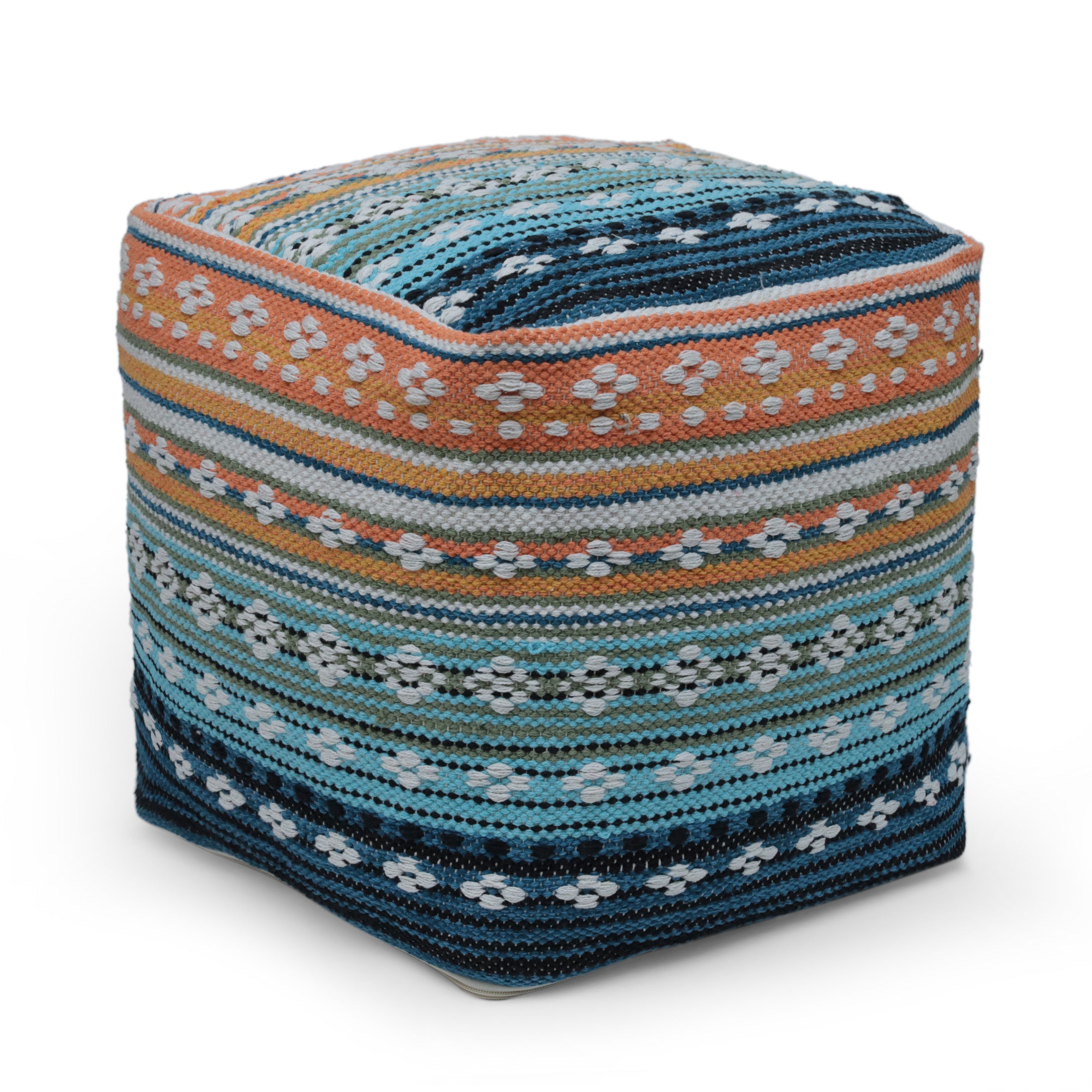 Hilliard Boho Handcrafted Peruvian Print Cube Pouf