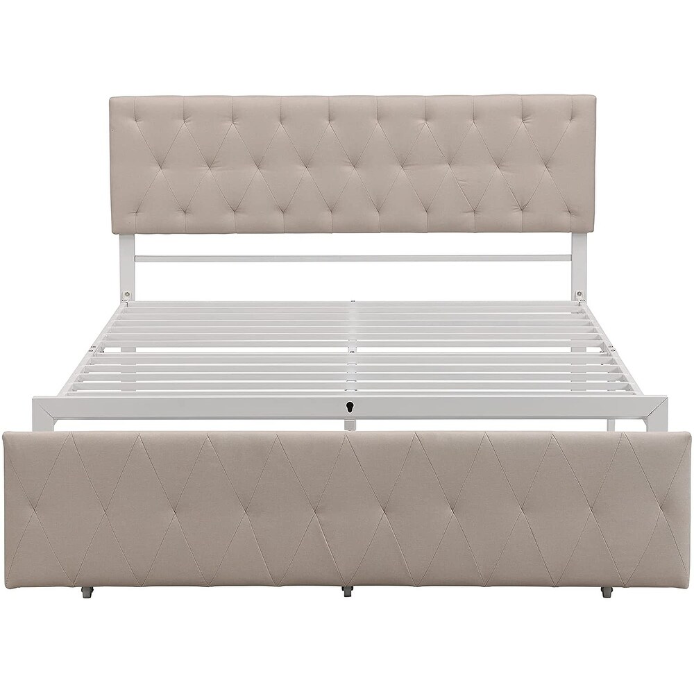 Modern Upholstered Storage Platform Bed with Big Drawer