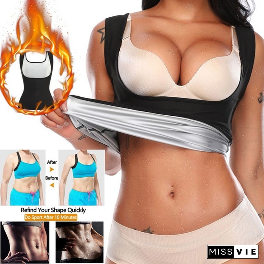 S-5XL Women Waist Trainer Corset Weight Loss Slimming Shirt Silver Coating Sauna Sweat Vest Workout Body Shaper Tank Top Shapewear