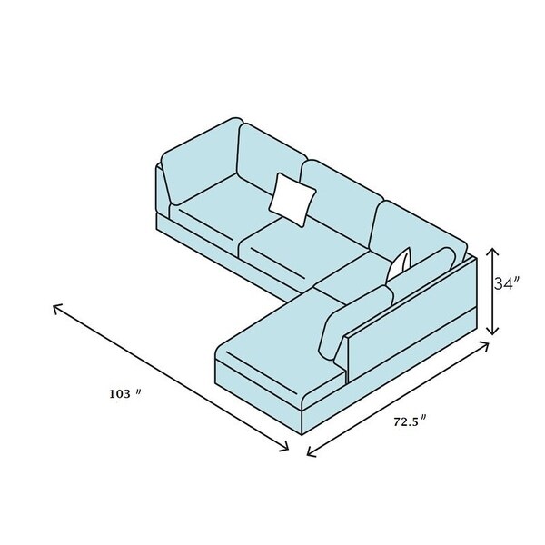 3PC Sectional Sofa Linen Right-Facing Chaise with Storage Ottoman Gray