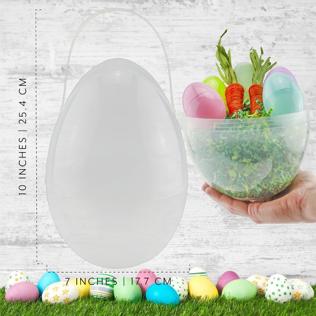 Cornucopia Brands Jumbo Plastic Easter Eggs 4pk 10in Giant Clear Egg shaped Buckets W Handles