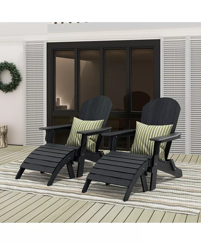 WestinTrends 4-Piece Outdoor Folding Adirondack Chair with Footrest Ottoman Set