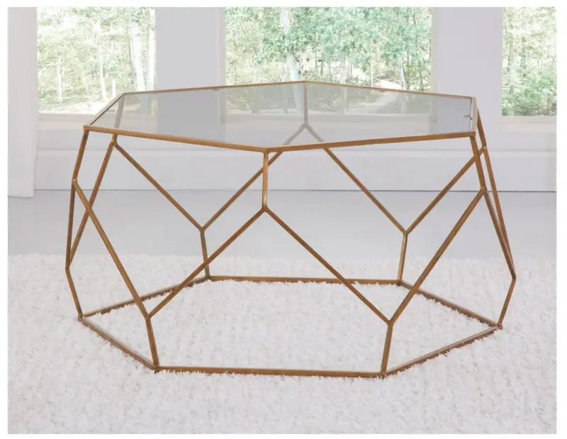 Roxy Gold Hexagonal Coffee Table