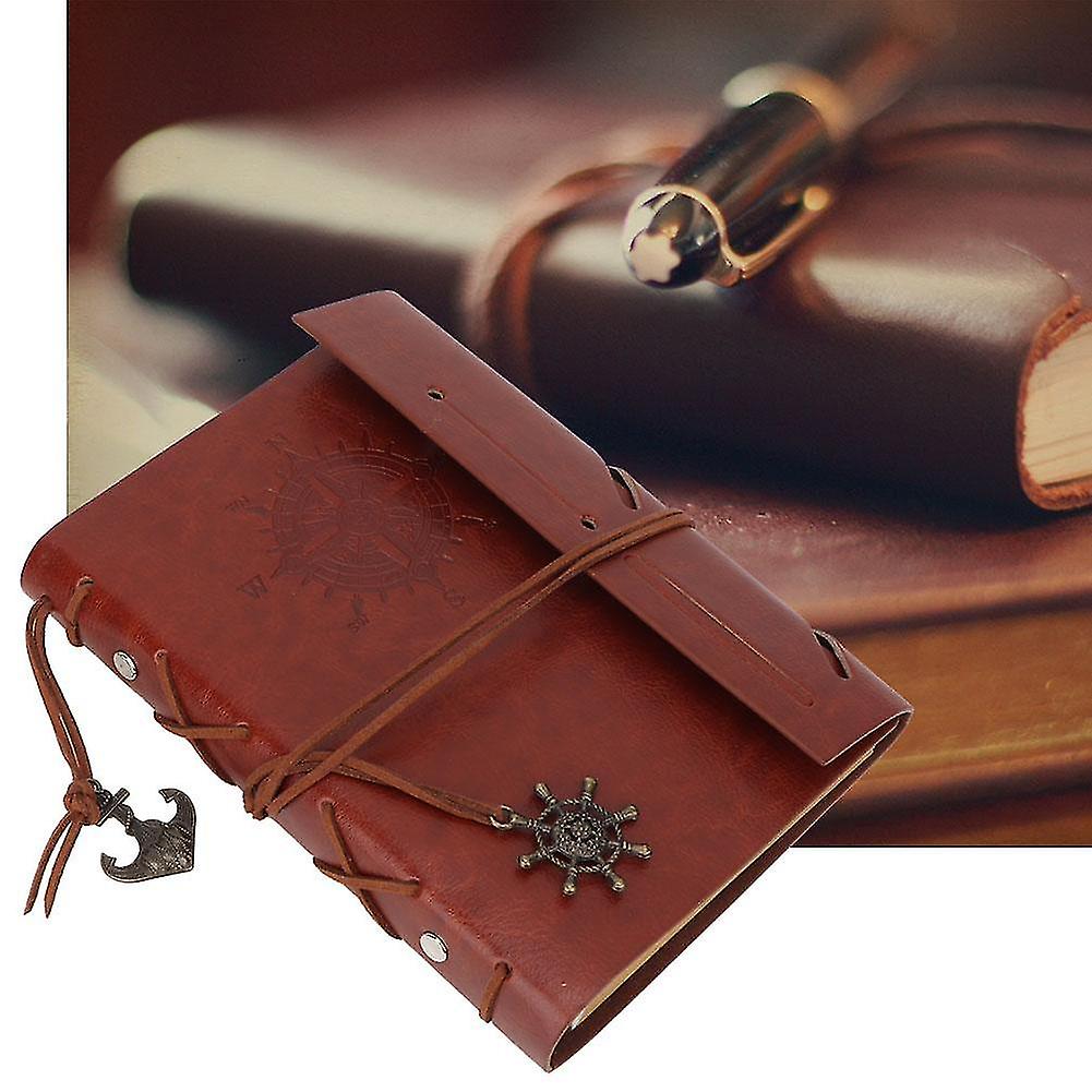 Vintage Retro PU Leather Loose-leaf Notebook Notepad for Journal Writing Note Taking (Brown)