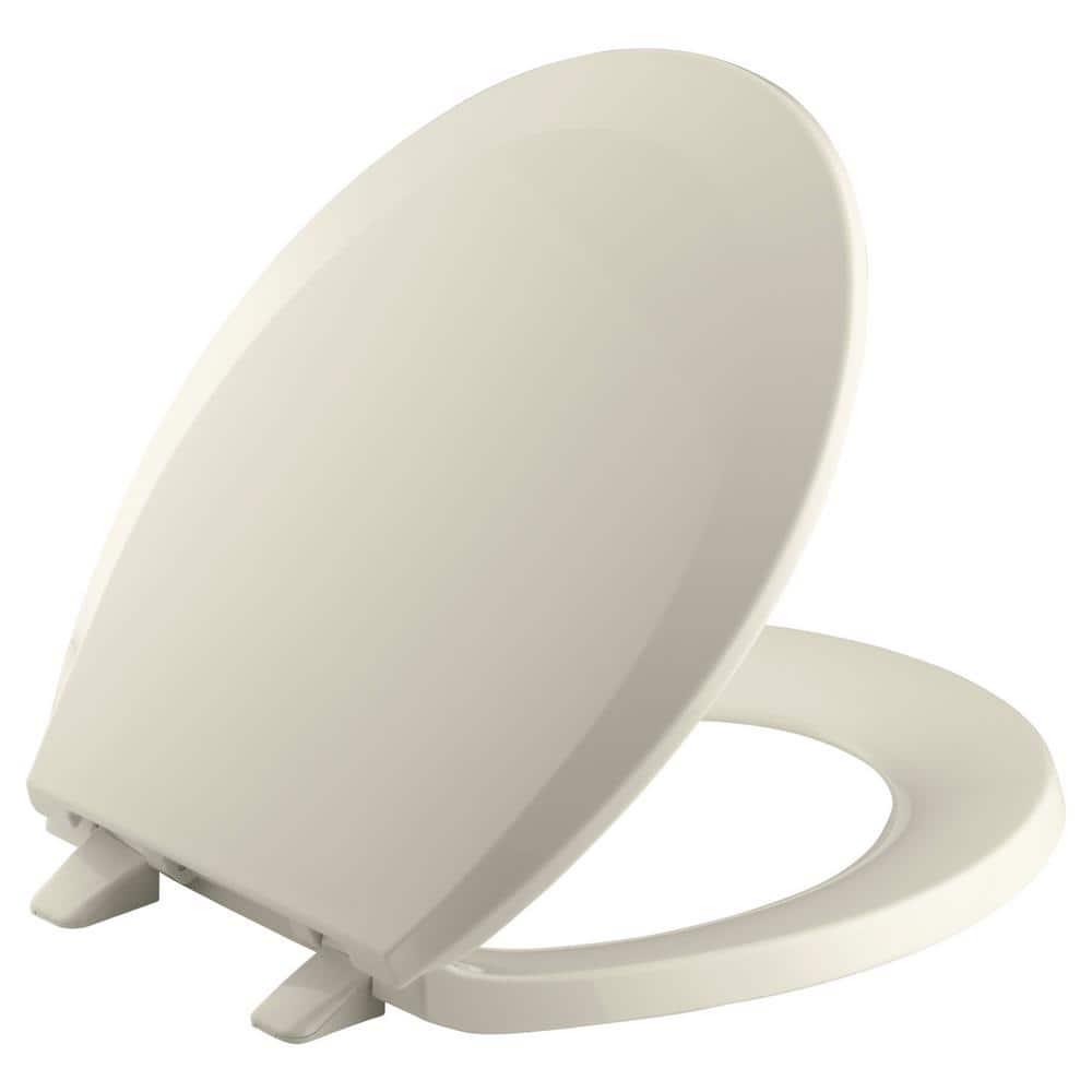 KOHLER Lustra Round ClosedFront Toilet Seat with QuickRelease Hinges in Almond