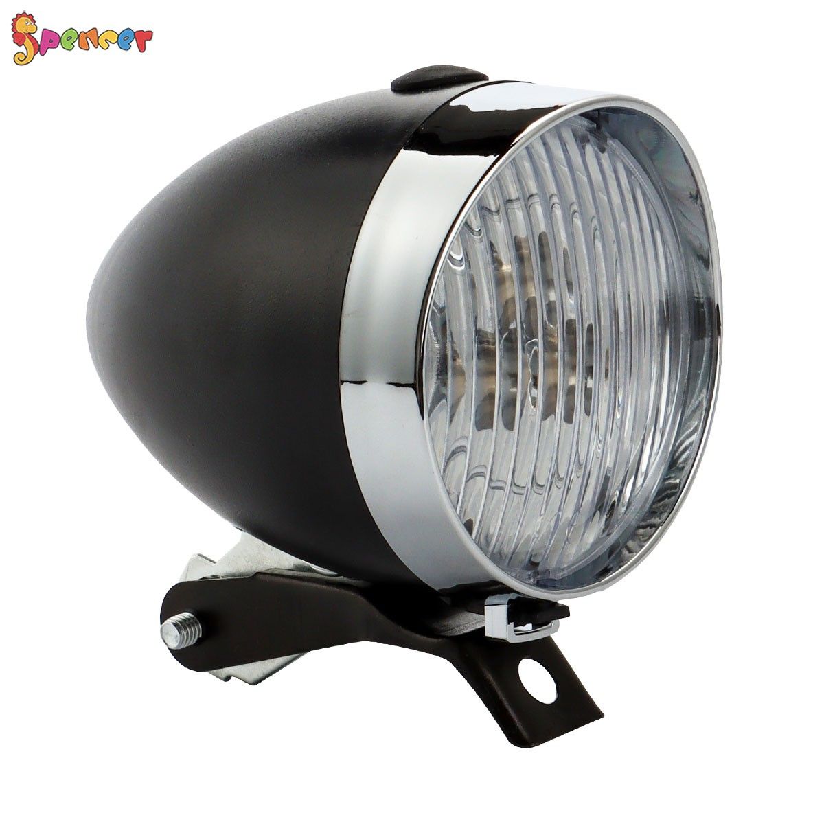 Spencer Vintage Retro 3 LED Bicycle Headlight Waterproof Mountain Bike Front Light Headlamp (Black)