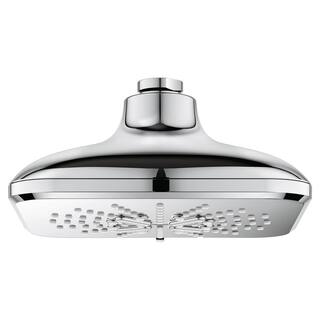 GROHE Rainshower SmartActive 3-Spray Patterns 1.75 GPM 6.5 in. Square Wall Mount Fixed Shower Head in StarLight Chrome 26797000