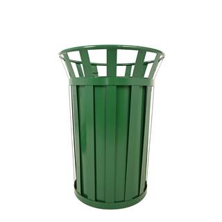 Alpine Industries 38 Gal. Green Outdoor Metal Slatted Commercial Trash Receptacle Trash Can 479-38-GRN-MKTCOPY