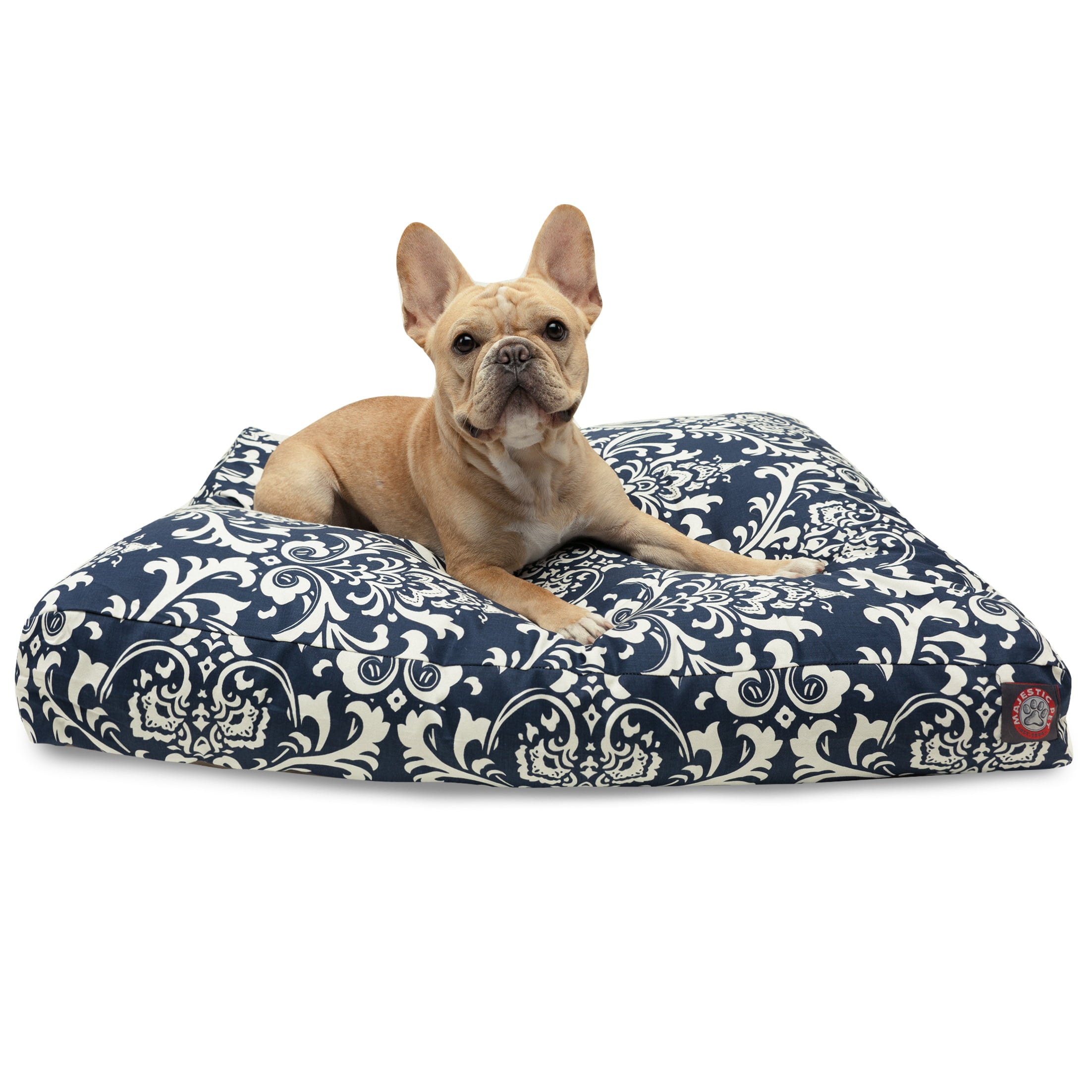 Majestic Pet | French Quarter Rectangle Pet Bed For Dogs， Removable Cover， Navy Blue， Medium