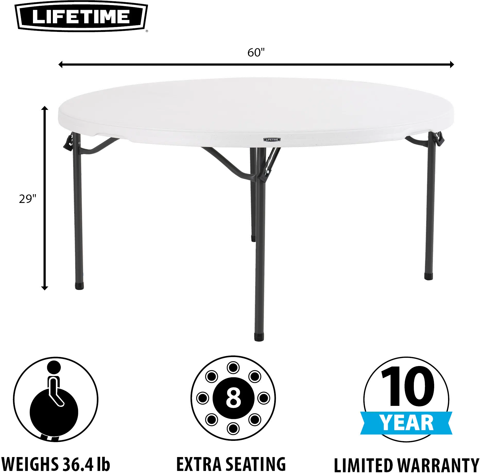 Lifetime 60 Inch White Commercial Nesting Round Tables - 15 Pack