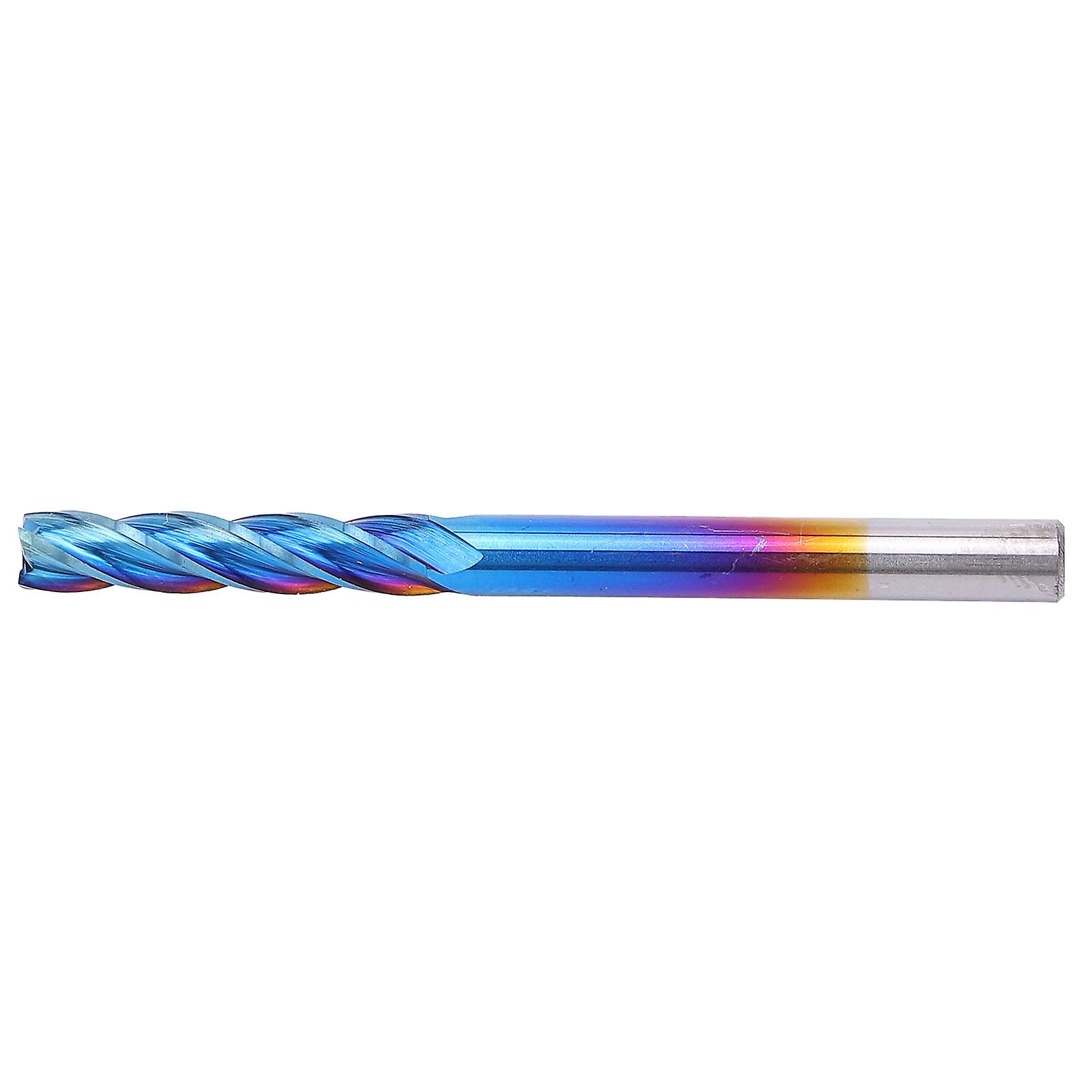 4flute End Mill Tungsten Steel Nanoblue Coating Cnc Straight Handle Milling Cutter3.175 X 3.175 X 15