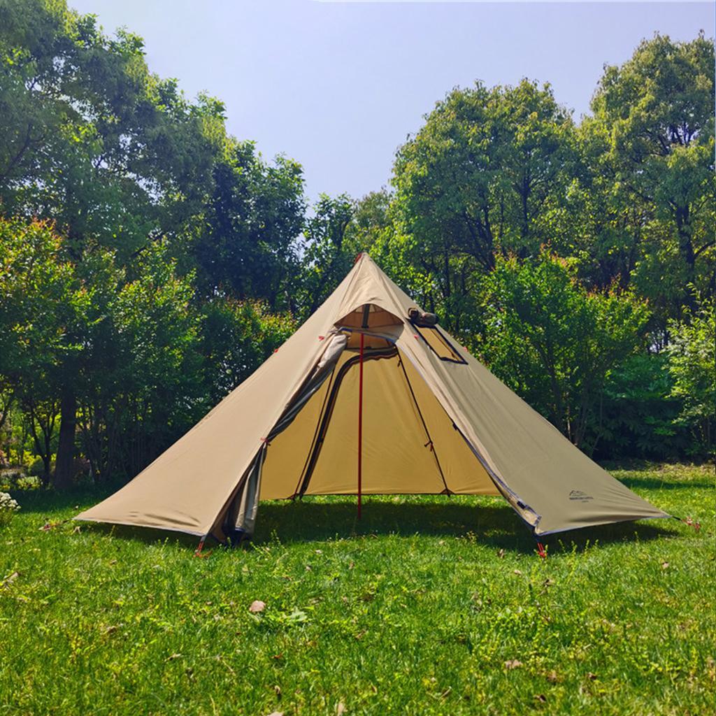 Lightweight Hot Tent with Fire Flue Window Four Season Tents with Water for Hiking Tent Travel - Brown