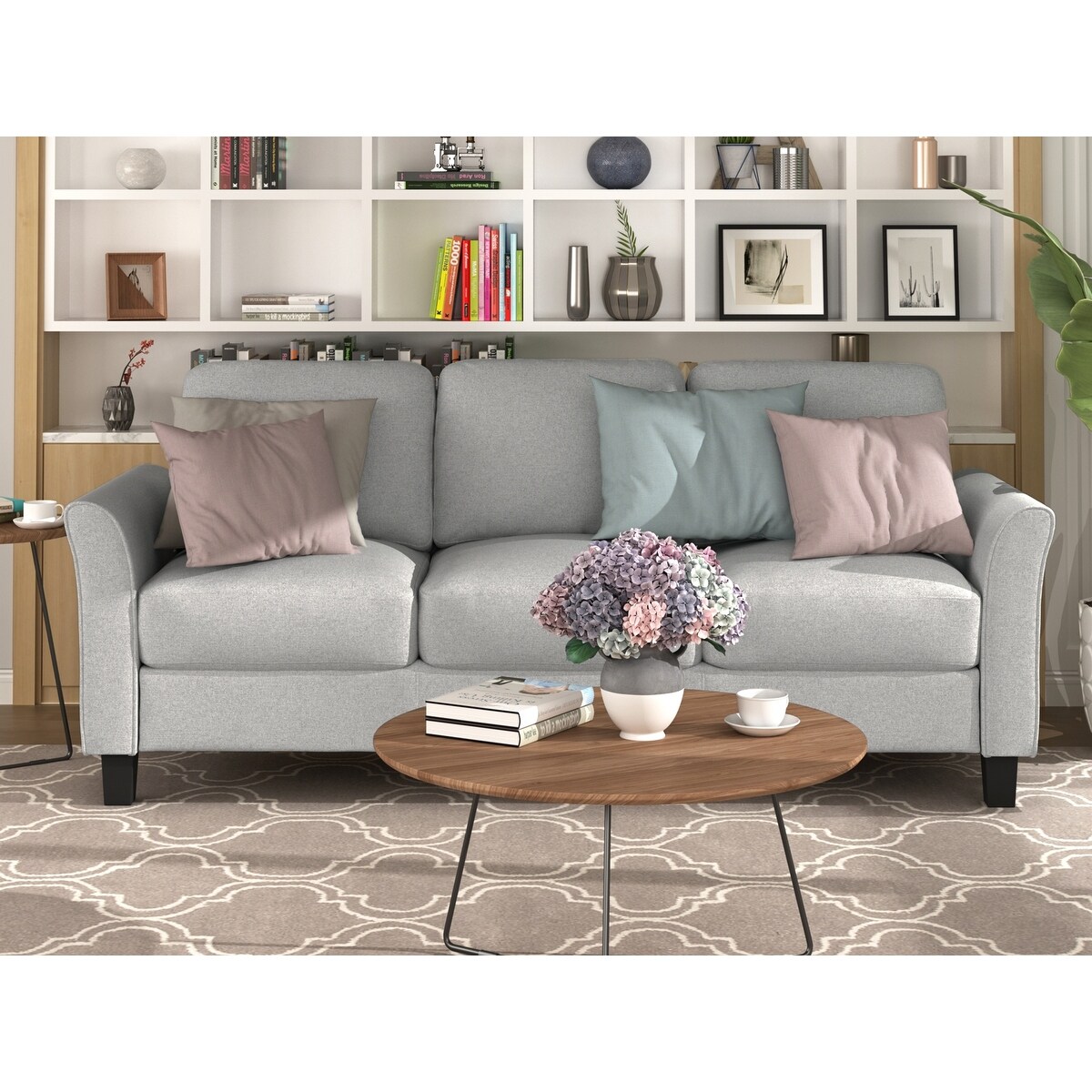 3-Seat Sofa Living Room Linen Fabric Sofa