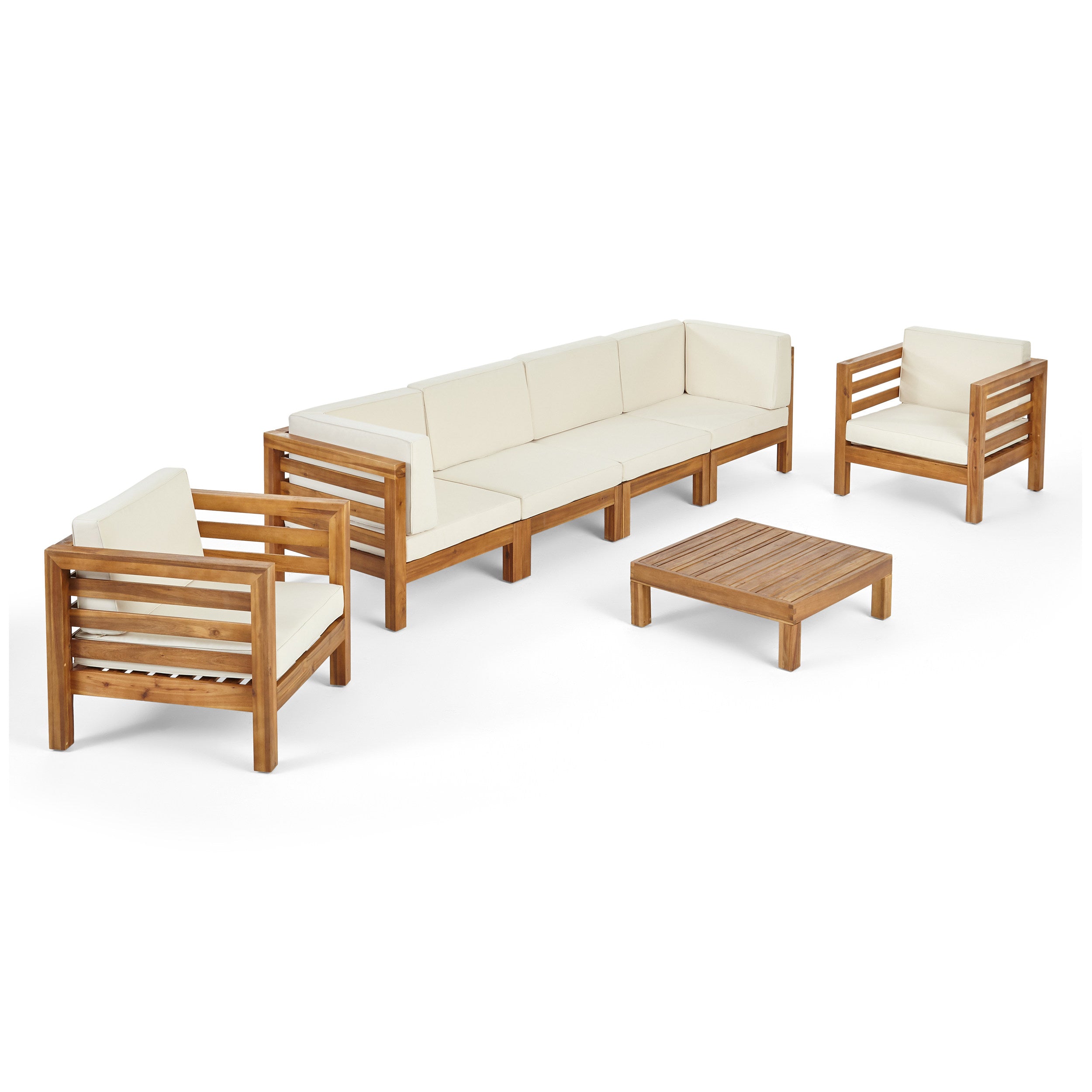 Emma Outdoor 6 Seater Acacia Wood Sofa Chat Set