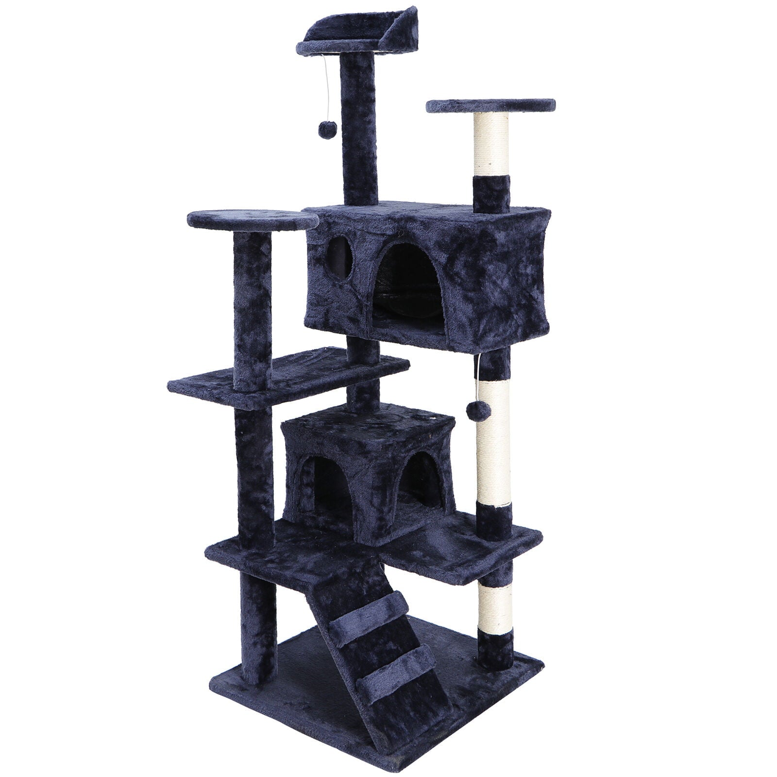 ZENSTYLE 53" Cat Tree Scratching Post Condo Tower Pet Kitty Playhouse Activity W/ Cave & Ladders Indoor Have Fun - Blue