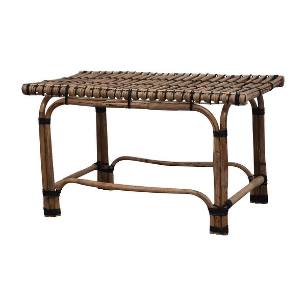 Hand-Woven Rattan Side Table or Bench