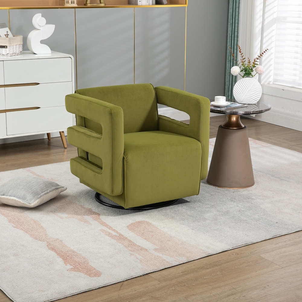 Living Room Textured Single Sofa Tufted Accent Sofa Chair Hollow Armchairs Child Lounge Chair Couch Side Chair  Olive