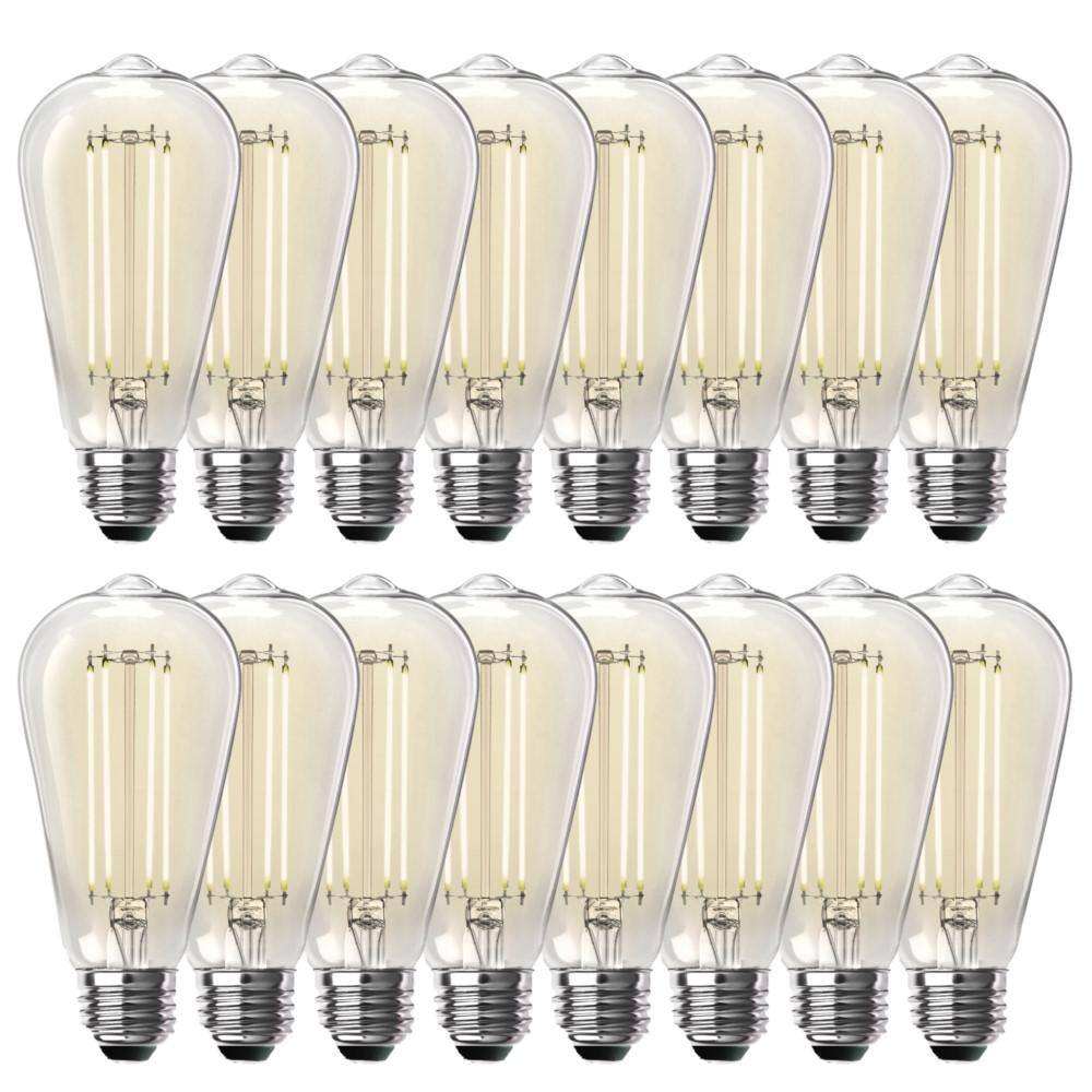 Feit Electric 100-Watt Equivalent ST19 Dimmable Straight Filament Clear Glass Vintage Edison LED Light Bulb Bright White(16-Pack) ST19100CL930CA44