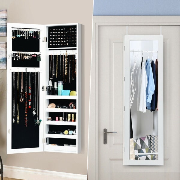 Door and Wall Mounted Armoire Jewelry Cabinet with Full-Length Mirror - 12