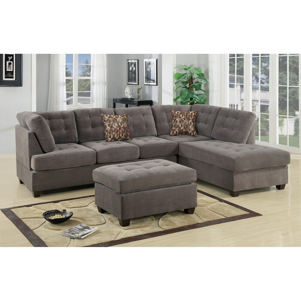 Sectional Sofa With Tufted  Grey