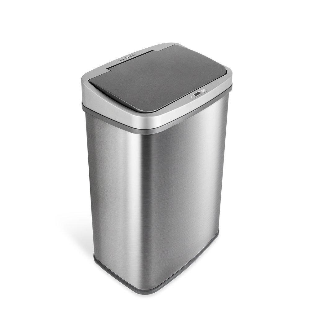 NINESTARS 13 Gal. Black Open Top Lid Stainless Steel Trash Can OTT-50-19BK